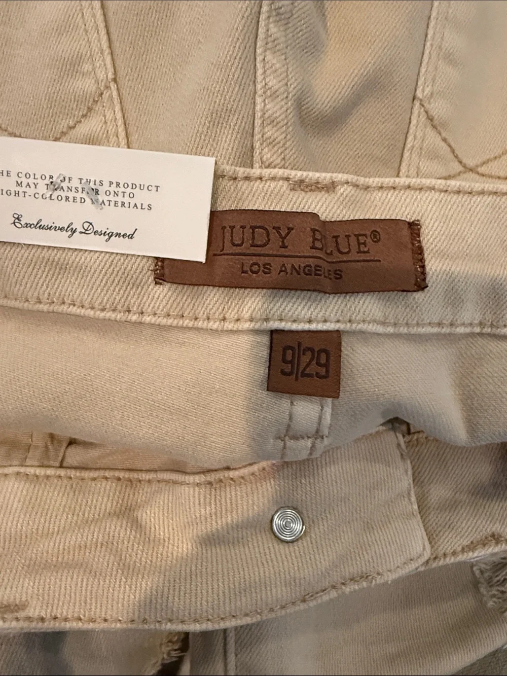 Judy Blue Beige Wide Leg Distressed Jeans